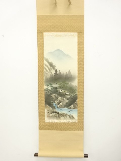 JAPANESE COLLECTIBLE / HANGING SCROLL BY TETSU USUI / COLORED LANDSCAP